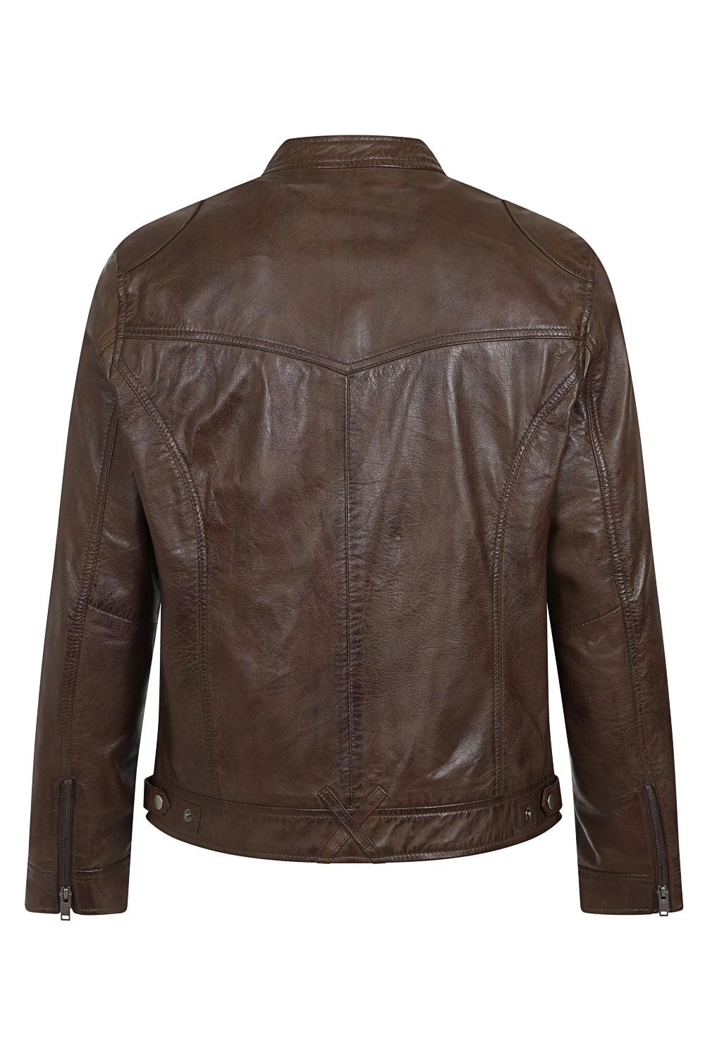 Men's Brown Genuine Nappa Leather Jacket - Classic PETER Style
