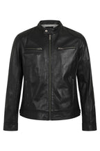 PETER Men's Classic Black Lamb Nappa Leather Jacket - Mandarin Collar