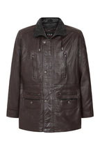 Men's Classic Brown Genuine Leather ¾ Length Coat JERRY