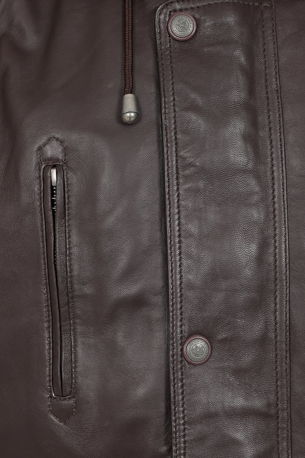 Men's Classic Brown Genuine Leather ¾ Length Coat JERRY