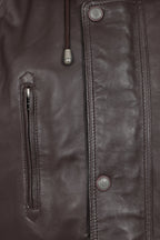 Men's Classic Brown Genuine Leather ¾ Length Coat JERRY