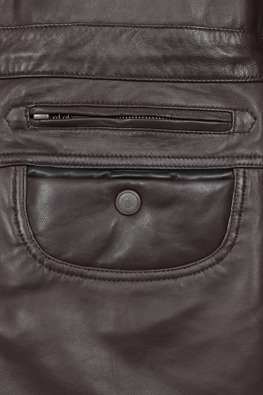 Men's Classic Brown Genuine Leather ¾ Length Coat JERRY