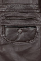 Men's Classic Brown Genuine Leather ¾ Length Coat JERRY