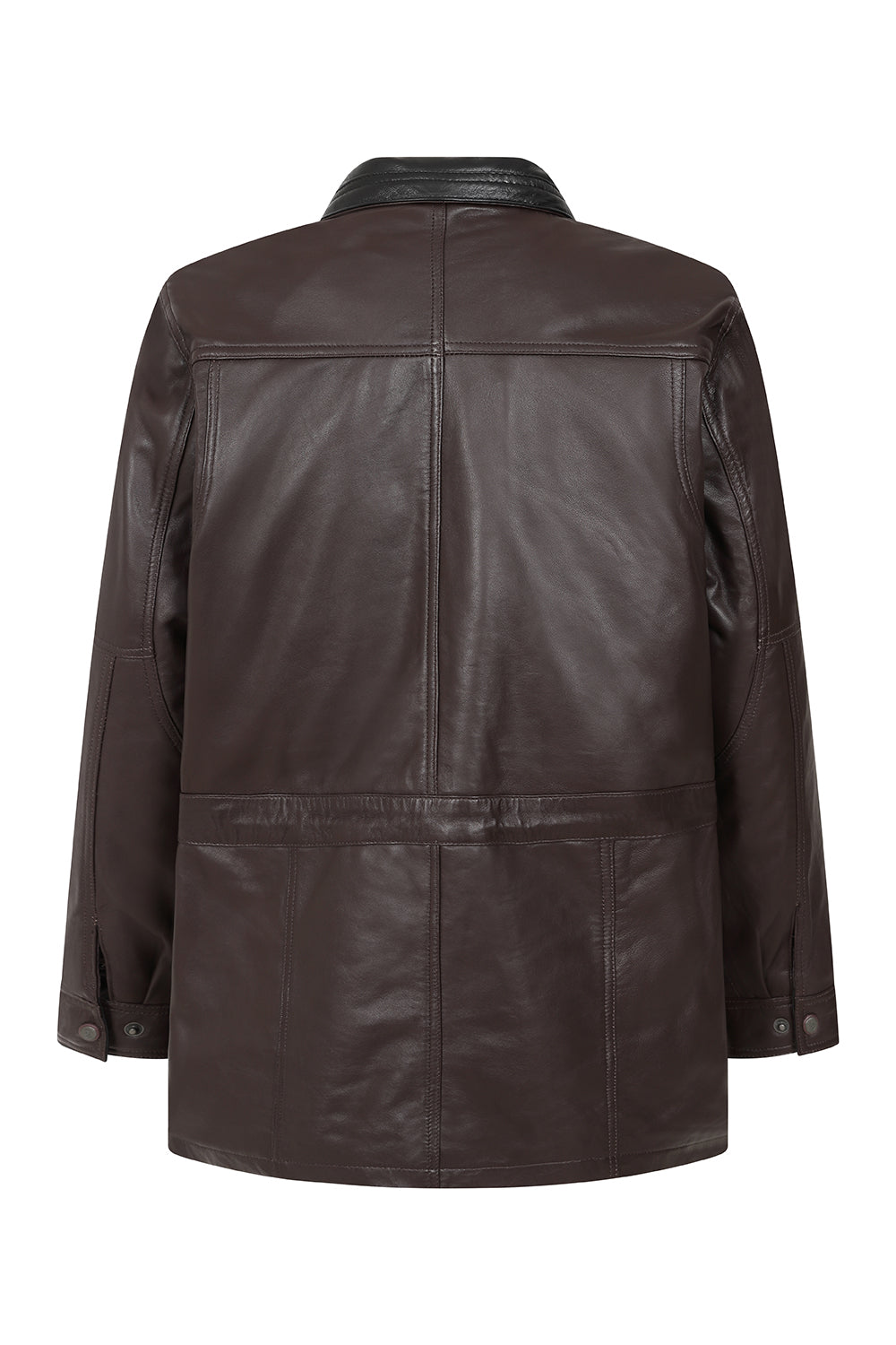 Men's Classic Brown Genuine Leather ¾ Length Coat JERRY