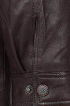 Men's Classic Brown Genuine Leather ¾ Length Coat JERRY