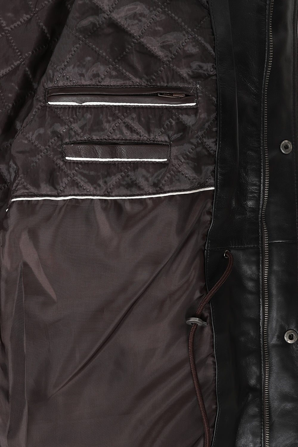 Men's Classic Brown Genuine Leather ¾ Length Coat JERRY