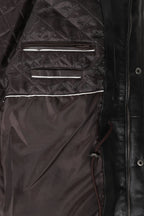 Men's Classic Brown Genuine Leather ¾ Length Coat JERRY