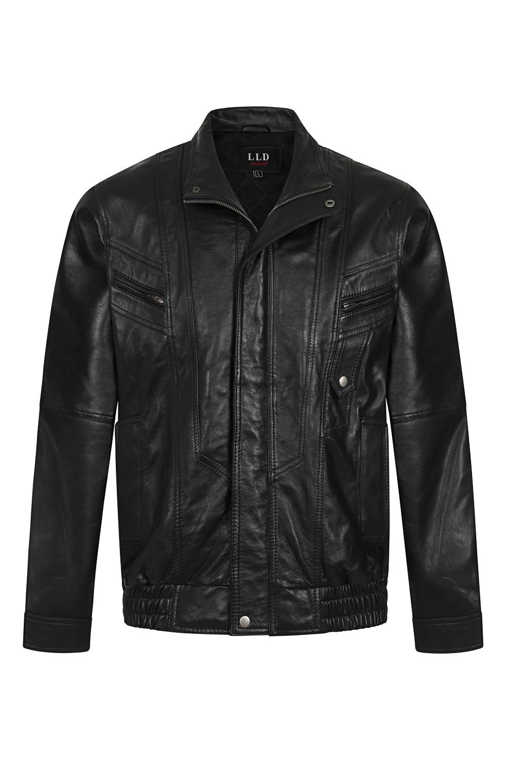Men's Black Nappa Leather Blouson Jacket PAUL - Classic Style