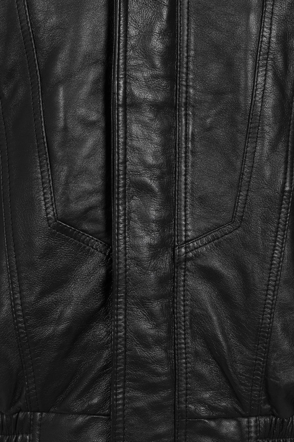 Men's Black Nappa Leather Blouson Jacket PAUL - Classic Style