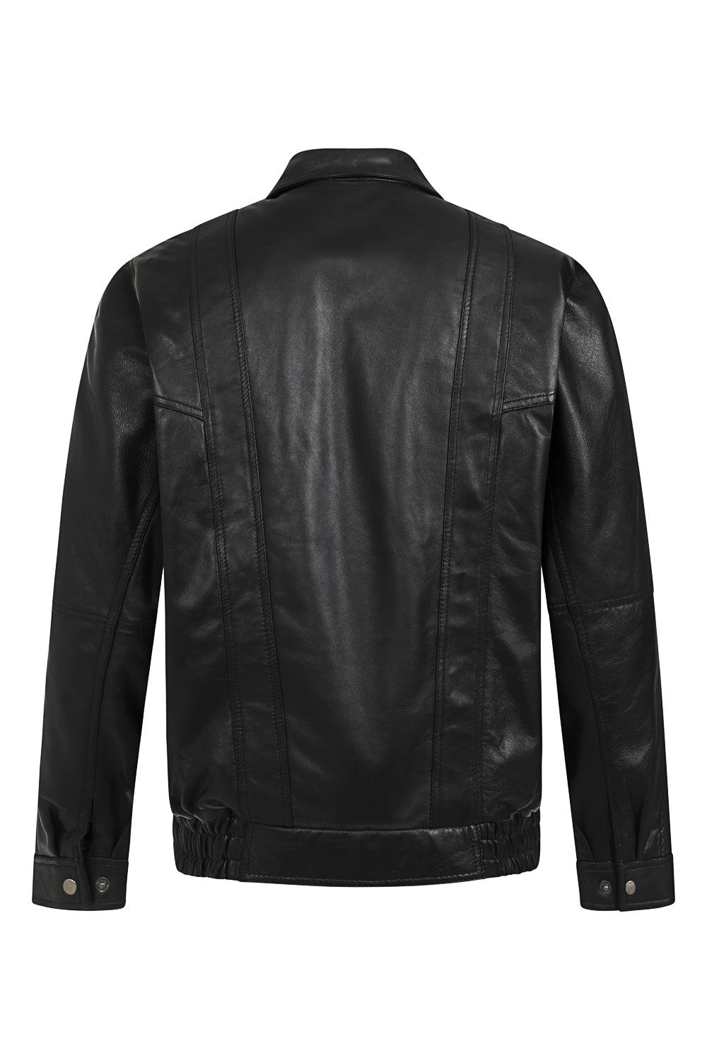 Men's Black Nappa Leather Blouson Jacket PAUL - Classic Style
