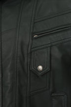 Men's Green Napa Leather Blouson Jacket - Classic Paul Style