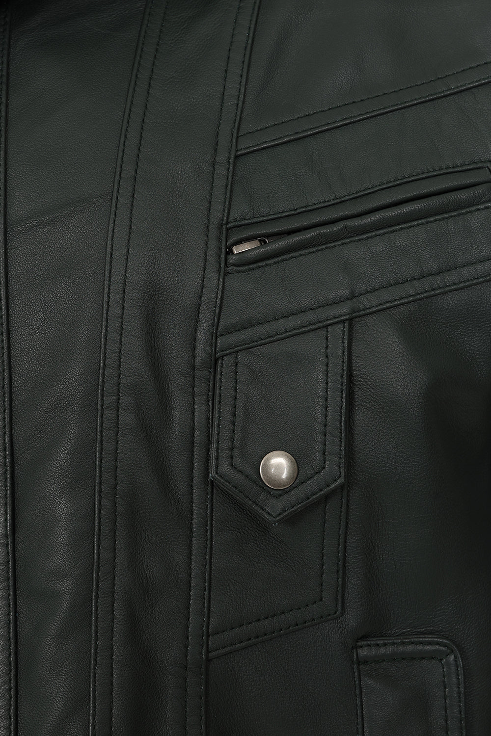 Men's Green Napa Leather Blouson Jacket - Classic Paul Style