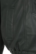 Men's Green Napa Leather Blouson Jacket - Classic Paul Style