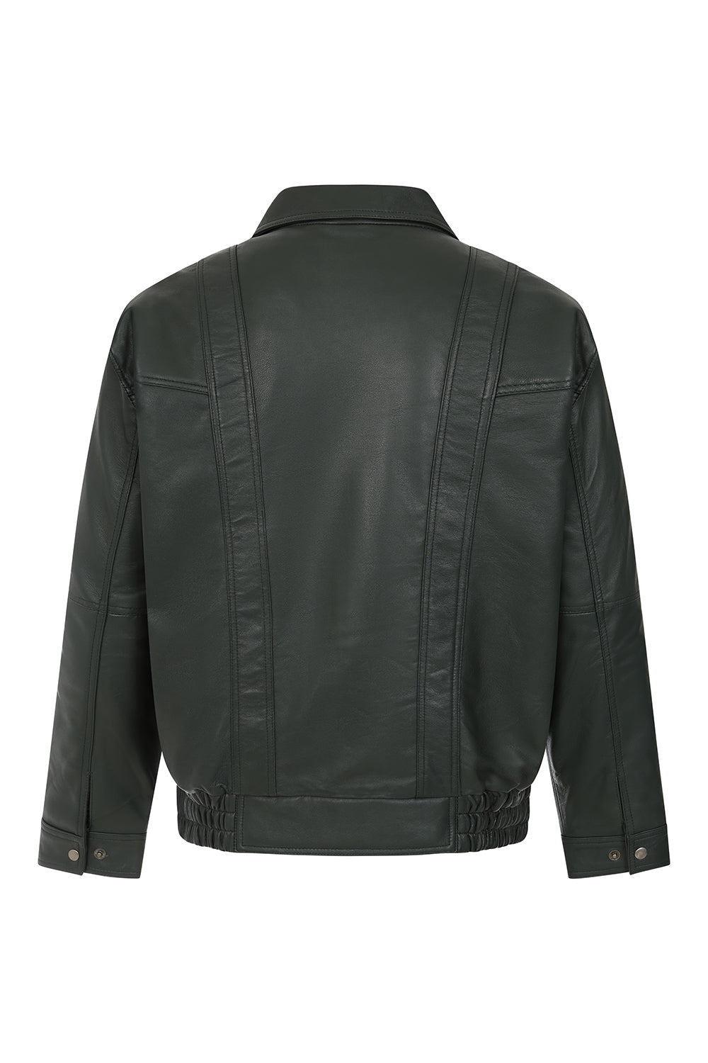 Men's Green Napa Leather Blouson Jacket - Classic Paul Style