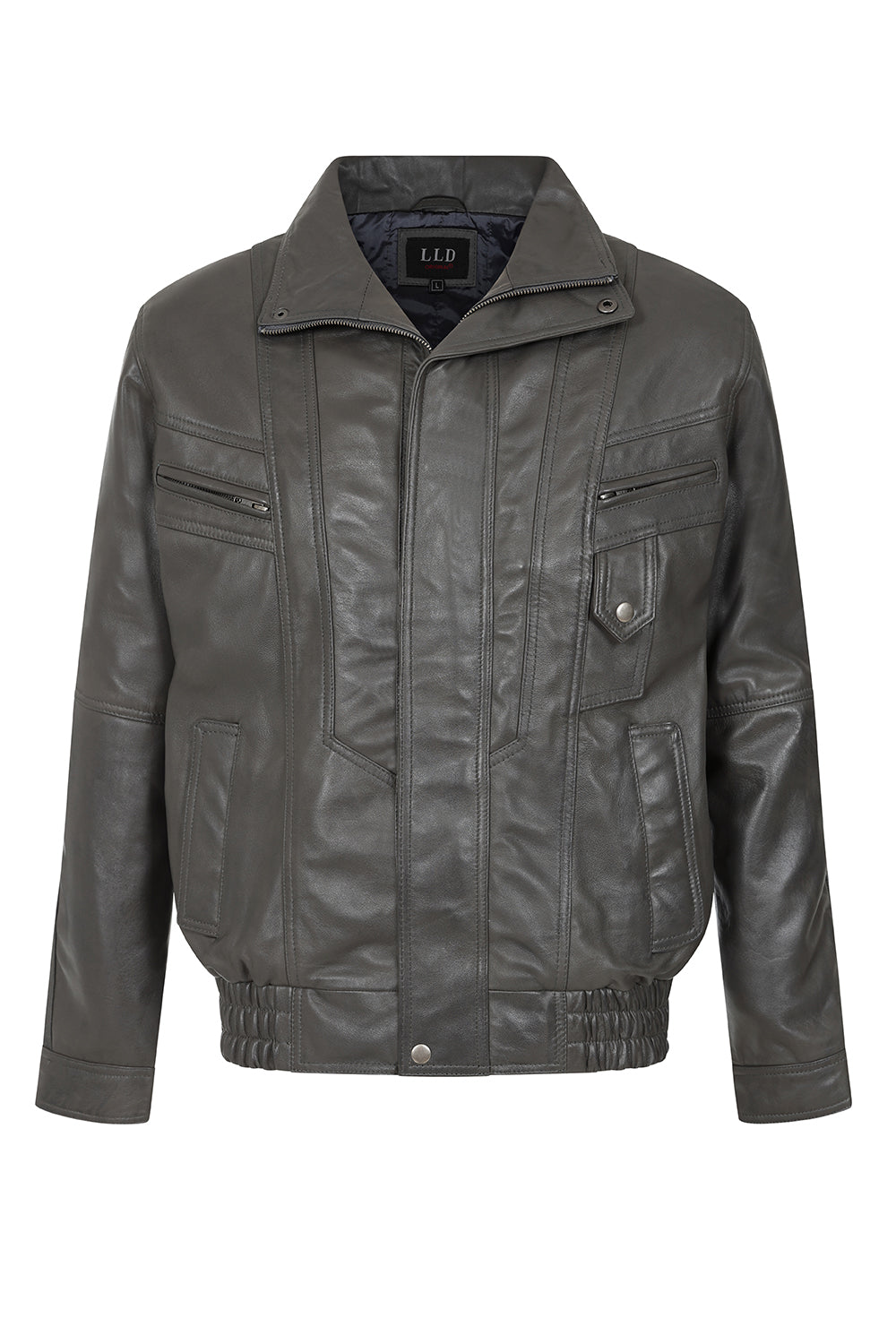 Men's Grey Nappa Leather Blouson Jacket - Paul Classic Fit