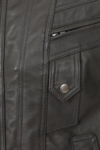 Men's Grey Nappa Leather Blouson Jacket - Paul Classic Fit