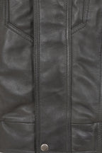 Men's Grey Nappa Leather Blouson Jacket - Paul Classic Fit