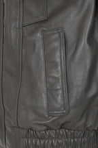Men's Grey Nappa Leather Blouson Jacket - Paul Classic Fit