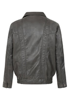 Men's Grey Nappa Leather Blouson Jacket - Paul Classic Fit