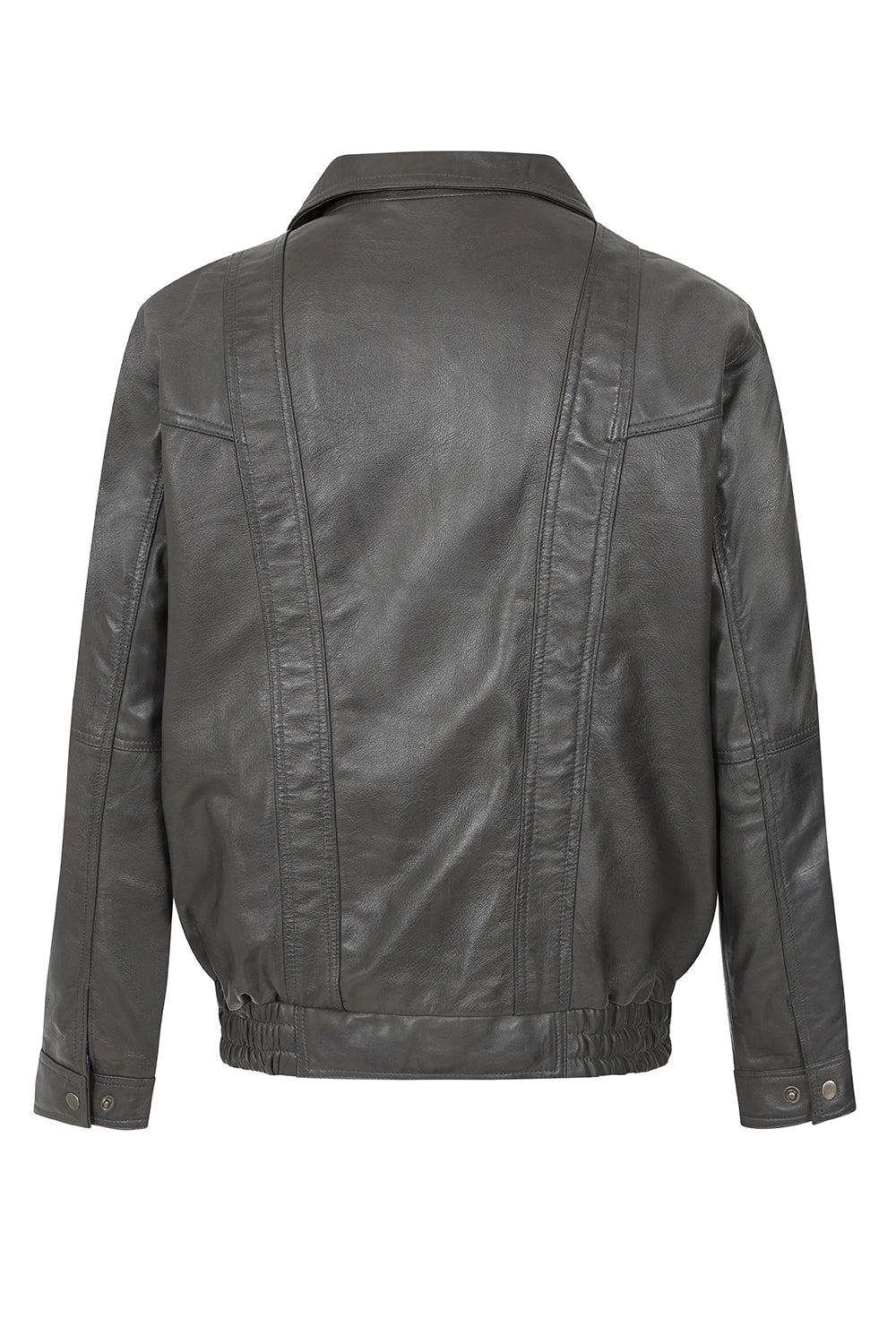 Men's Grey Nappa Leather Blouson Jacket - Paul Classic Fit