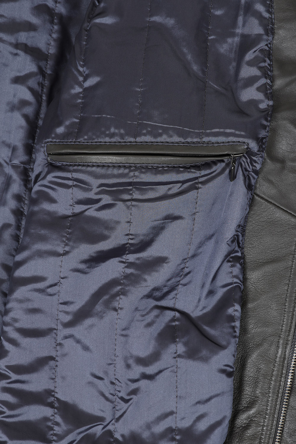 Men's Grey Nappa Leather Blouson Jacket - Paul Classic Fit