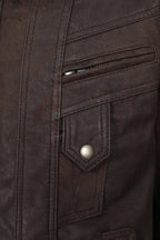 Men's Premium Dark Brown Nappa Leather Blouson Jacket - Paul