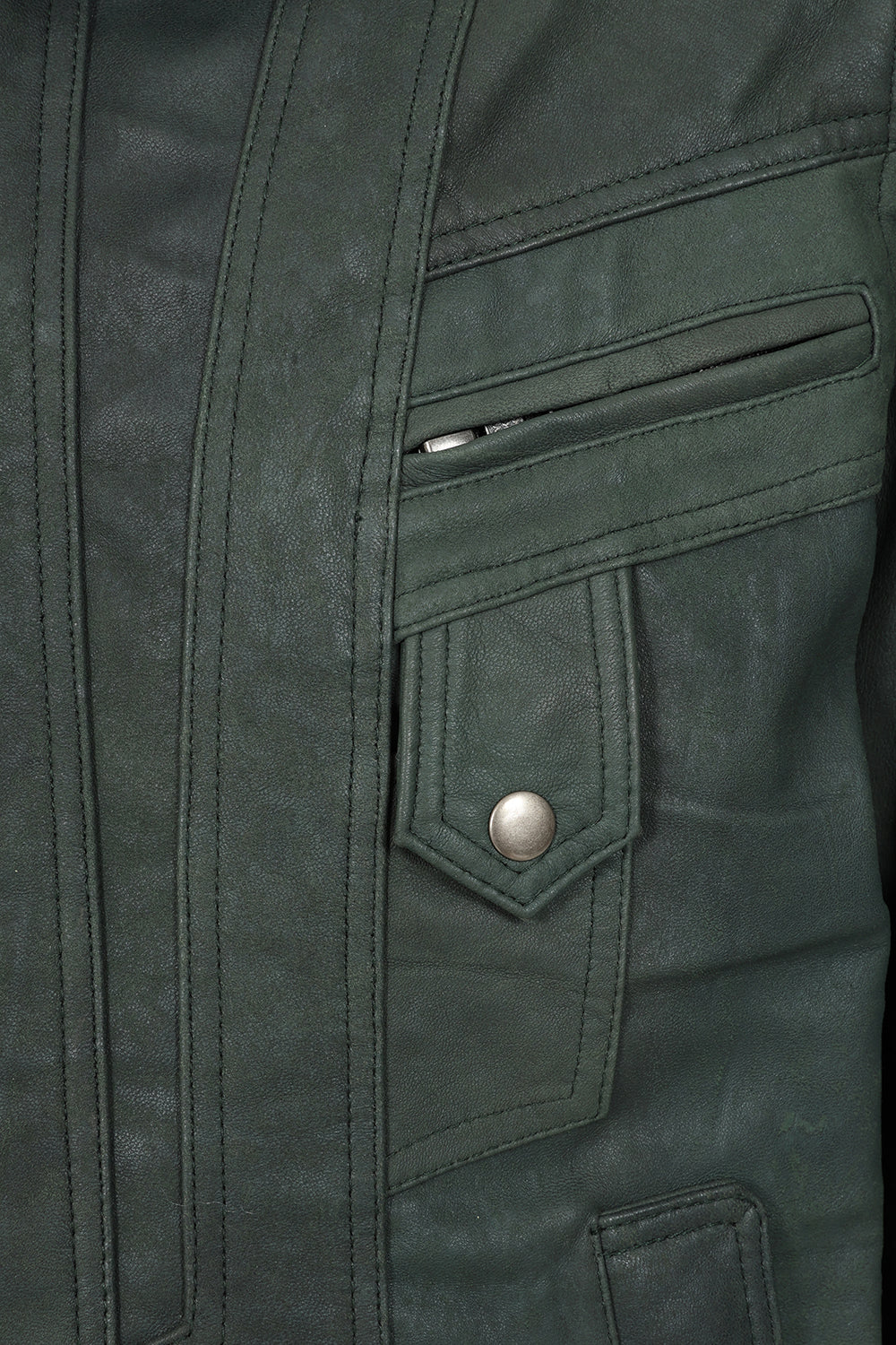 Men's Soft Nappa Leather Blouson Jacket - Buff Green Paul