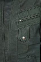 Men's Soft Nappa Leather Blouson Jacket - Buff Green Paul