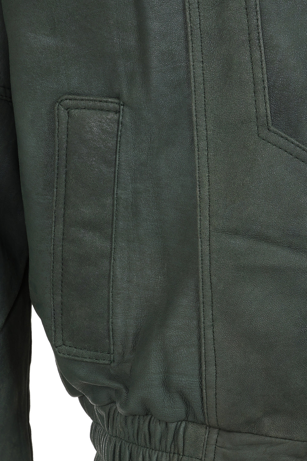 Men's Soft Nappa Leather Blouson Jacket - Buff Green Paul