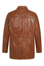 Men's Genuine Tan Leather Button Front Jacket - Classic Style