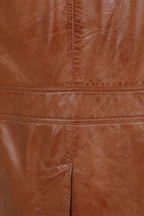 Men's Genuine Tan Leather Button Front Jacket - Classic Style
