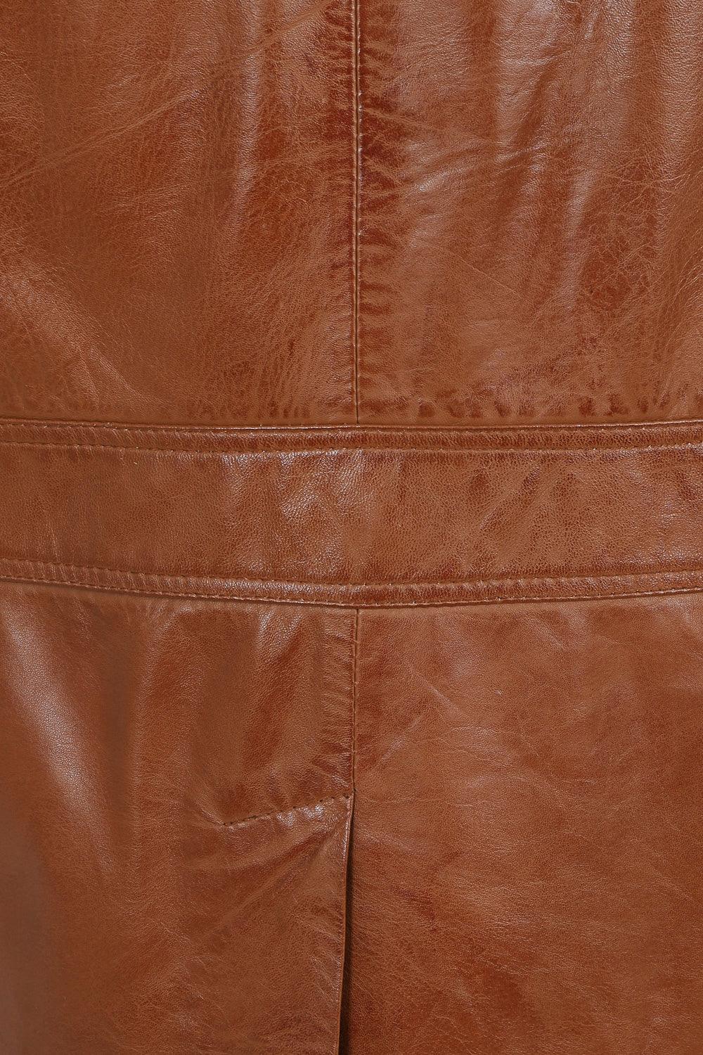 Men's Genuine Tan Leather Button Front Jacket - Classic Style