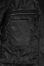 Men's Genuine Leather Racing Jacket Black with Stripes - FRANK