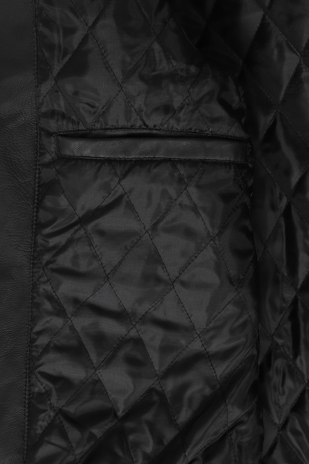 Men's Genuine Leather Racing Jacket Black with Stripes - FRANK
