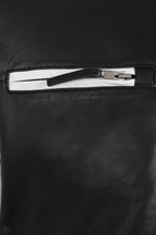 Men's Genuine Leather Black White Biker Jacket JOSEPH - Lamb Nappa