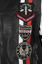 Men's Genuine Leather Black White Biker Jacket JOSEPH - Lamb Nappa
