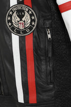 Men's Genuine Leather Black White Biker Jacket JOSEPH - Lamb Nappa