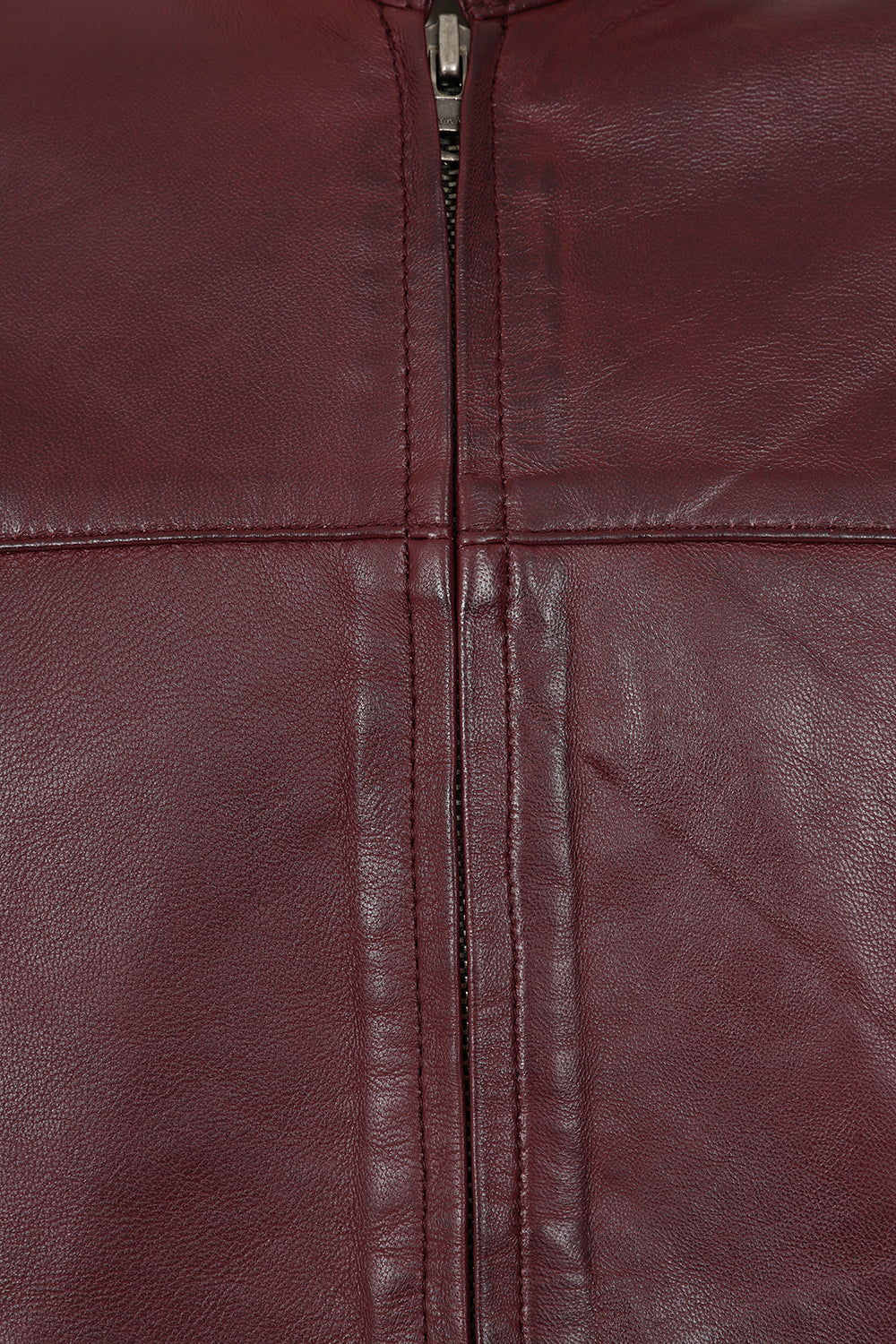 Men's Burgundy Leather Jacket Billy - Nappa Lamb Mandarin Collar