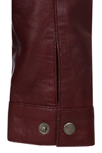 Men's Burgundy Leather Jacket Billy - Nappa Lamb Mandarin Collar