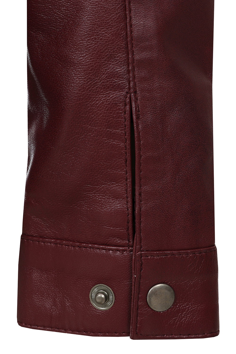 Men's Burgundy Leather Jacket Billy - Nappa Lamb Mandarin Collar