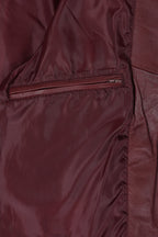 Men's Burgundy Leather Jacket Billy - Nappa Lamb Mandarin Collar
