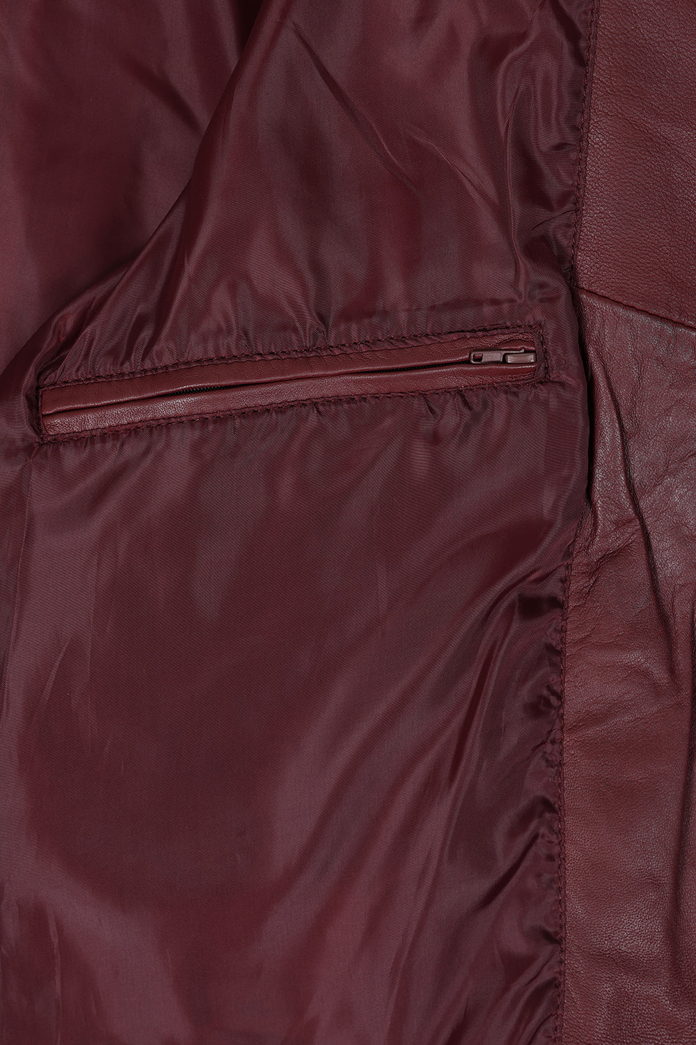 Men's Burgundy Leather Jacket Billy - Nappa Lamb Mandarin Collar