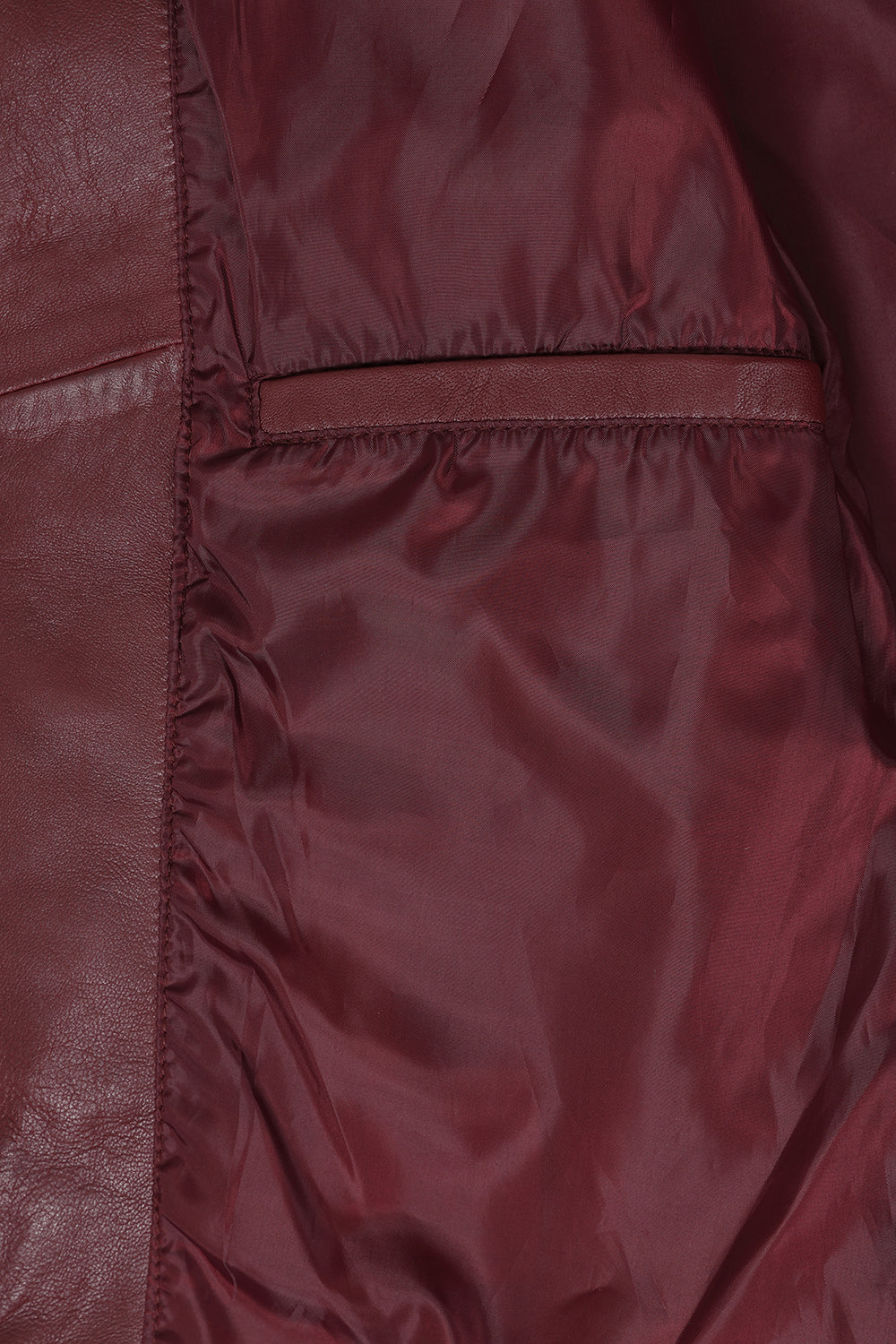 Men's Burgundy Leather Jacket Billy - Nappa Lamb Mandarin Collar