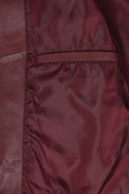 Men's Burgundy Leather Jacket Billy - Nappa Lamb Mandarin Collar