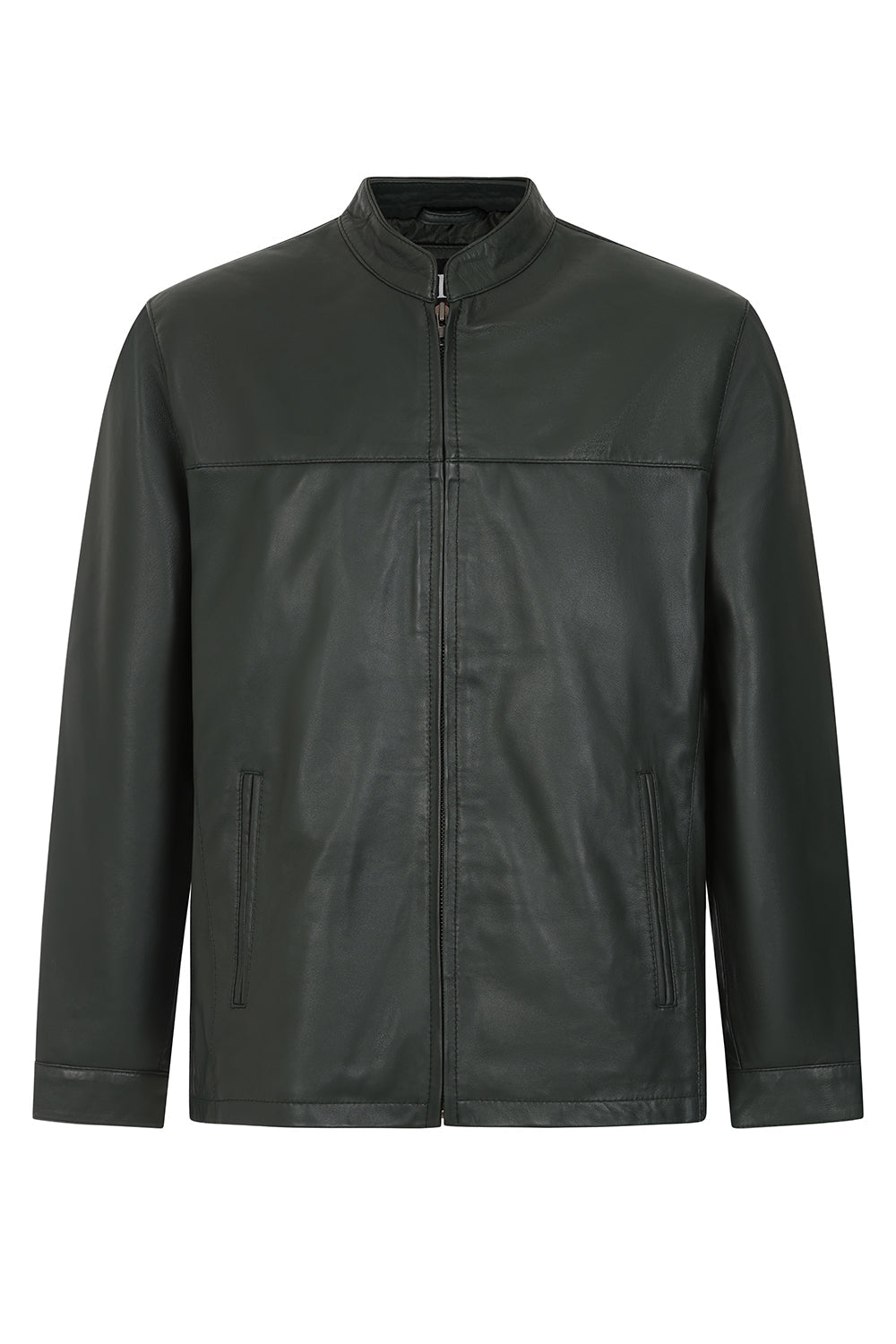 Billy Men's Green Napa Leather Mandarin Collar Classic Jacket