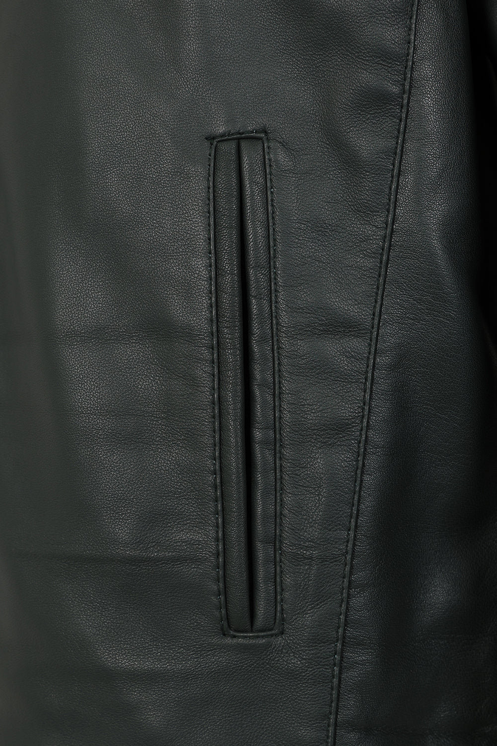 Billy Men's Green Napa Leather Mandarin Collar Classic Jacket