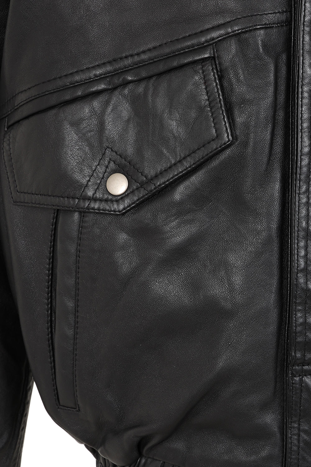 Men's Premium Black Napa Leather Blouson Jacket - Timothy