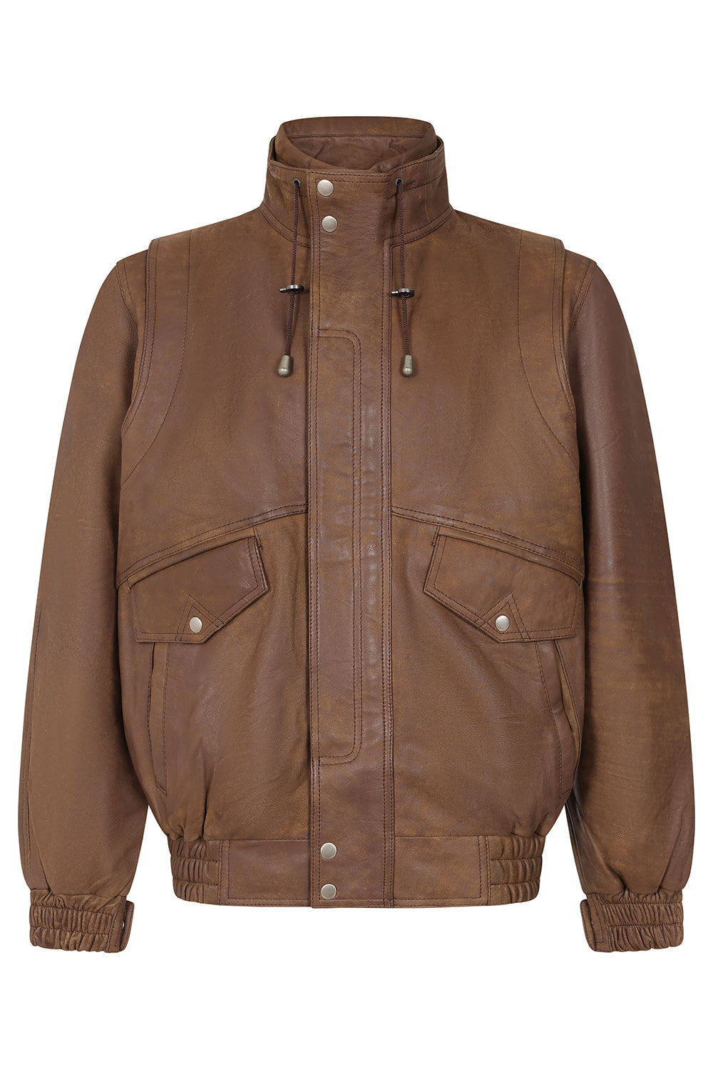 Men's Premium Brown Napa Leather Blouson Jacket - Timothy