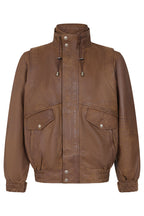 Men's Premium Brown Napa Leather Blouson Jacket - Timothy