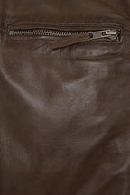DAVID Men's Brown Lamb Nappa Leather Biker Jacket - Quilted